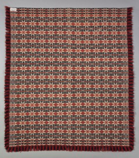 Coverlet, 1820/40, United States, Probably Pennsylvania, Pennsylvania, Cotton and wool, plain weave
