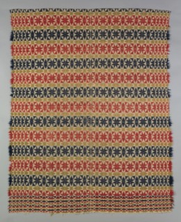 Coverlet, 1820/40, United States, Probably Pennsylvania, Pennsylvania, Cotton and wool, plain weave