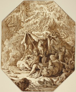 The Daring Hunter, Enduring in Winter, n.d., Johann Elias Ridinger, German, 1698-1767, Germany, Pen