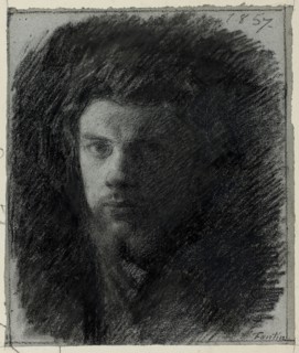 Self-Portrait, 1857, Henri Fantin-Latour, French, 1836-1904, France, Black chalk, with charcoal and
