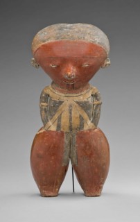 Polychrome Standing Figure with Exaggerated Head and Hips, A.D. 1/300, Nayarit, Chinesco style,