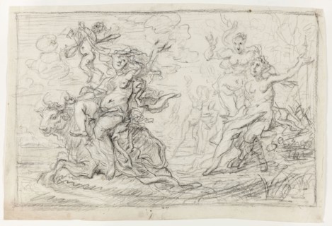 The Rape of Europa, 1635/40, Cornelis Schut, Flemish, 1597-1655, Flanders, Black chalk, with