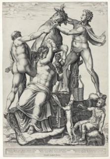 The Farnese Bull with Dirce, Zethus and Amphion, 1581, Diana Scultori, Italian, c. 1536–c. 1590,