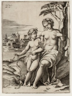 Venus Wounded by Cupid’s Dart, 1516, Agostino Veneziano (Italian, active 1514–1536), after