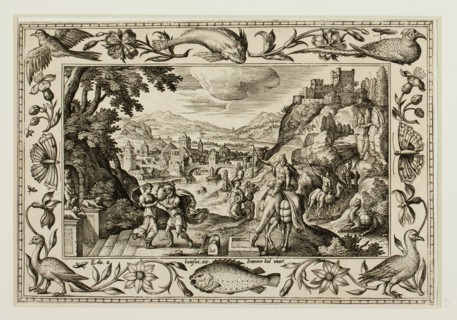 Rebecca and Eliezer at the Well, from Landscapes with Old and New Testament Scenes and Hunting