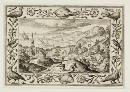 Rabbit Hunt, from Landscapes with Old and New Testament Scenes and Hunting Scenes, 1584, Adriaen