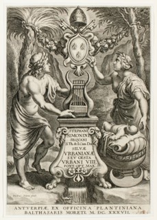 Title page from Silvae Urbanianae, 1637, Cornelis Galle I (Flemish, 1576–1650), after Peter Paul