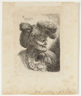Old Man Wearing a Turban Ornamented with Fur, Facing Right, from Small Studies of Heads in Oriental