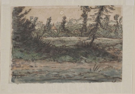 Near Vichy, 1866/67, Jean François Millet, French, 1814-1875, France, Watercolor and pen and brown