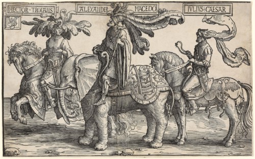 Hector of Troy, Alexander of Macedon, Julius Caesar, from The Nine Heroes, c. 1520, Lucas van