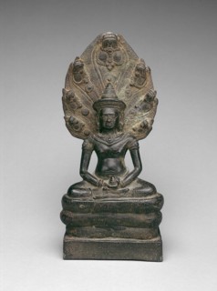 Buddha Enthroned on a Serpent (Naga), Angkor period, early 13th century, Cambodia/Thailand,