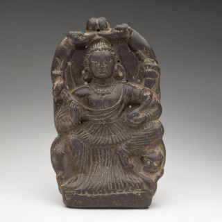 Goddess of Abundance Enthroned on Lion and Lustrated by Elephants, 7th/8th century, India, Kashmir