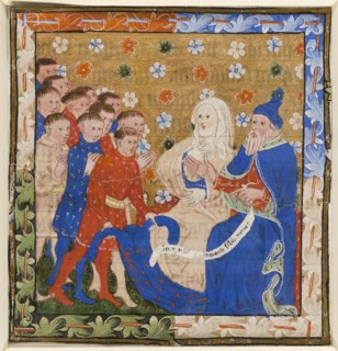 Jacob and Rachel Lamenting their Son Joseph, 1420/30, English Painter (Master of the Lydgate