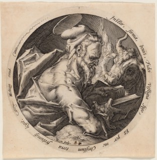 Saint Luke, plate three from The Four Evangelists, 1588, Jacob de Gheyn II (Dutch, 1565-1629),