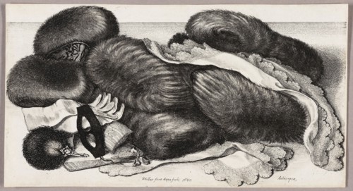 Still-Life with a Group of Muffs, a Pair of Gloves, and Two Kerchiefs, 1647, Wenceslaus Hollar,