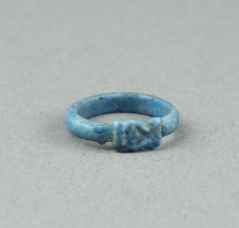 Ring: Head of Hathor, New Kingdom, Dynasty 18 (about 1390 BC), Egyptian, Egypt, Faience, W. 0.5 cm