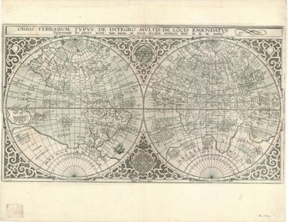 Map, Orbis terrarvm typvs, de integro mvltis in locis emendatvs = Beschr?vinghe der geheeler werelt