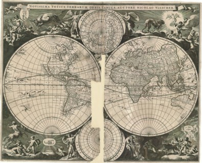 Map, Novissima totius terrarum orbis tabula auctore Nicolao Visscher, Nicolaes Jansz Visscher