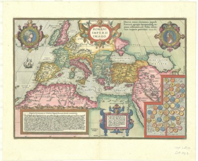 Map, Romani Imperii imago, Abraham Ortelius (1527-1598), Copperplate print