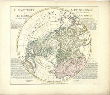 Map, L’hemisphere septentrional pour voir plus distinctement les terres arctiques par Guillaume