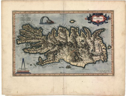 Map, Islandia per Gerardum Mercatorem, Gerard Mercator (1512-1594), Copperplate print