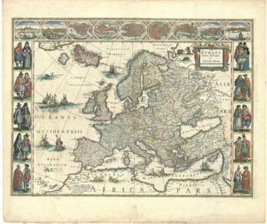 Map, Evropa recens descripta à Guilielmo Blaeuw, Willem Jansz Blaeu (1571-1638), Copperplate print