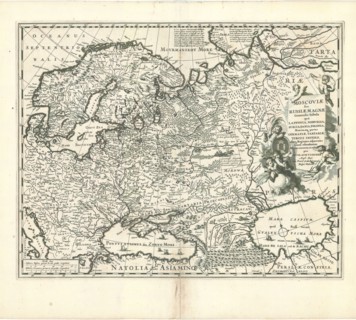 Map, Moscoviæ seu Russiæ magnæ generalis tabula quâ Lapponia, Norvegia, Suecia, Dania, Polonia,