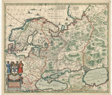 Map, Moscoviæ seu Russiæ magnæ generalis tabula quâ Lapponia, Norvegia, Suecia, Dania, Polonia,