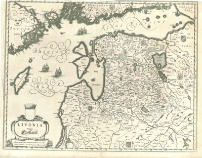 Map, Livonia, vulgo Lyefland, Copperplate print