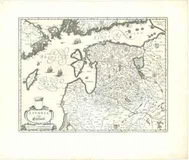 Map, Livonia, vulgo Lyefland, Copperplate print