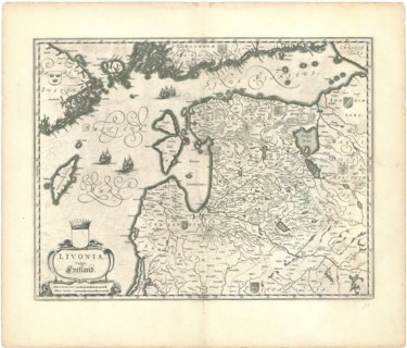 Map, Livonia, vulgo Lyefland, Copperplate print