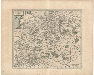 Map, Lithvania per Gerardum Mercatorem, Gerard Mercator (1512-1594), Copperplate print