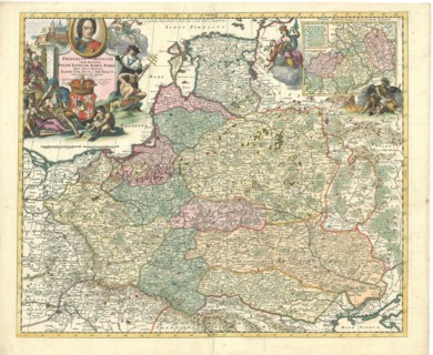 Map, Friderico Augusto vere augusto Polon. Lithuan. Borus. Pomer regi. duci. principi. Saxon. Utr.