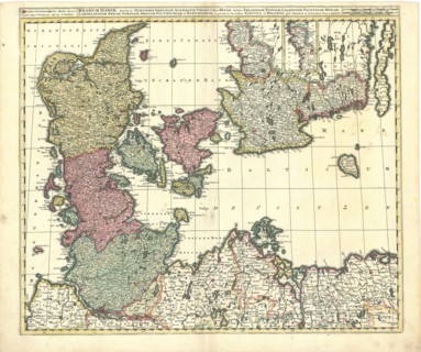 Map, Regnum Daniæ, Copperplate print