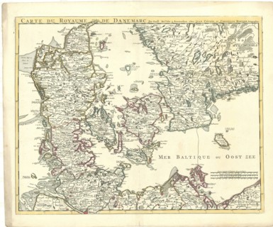 Map, Carte du Royaume de Danemarc, Guillaume Delisle (1675-1726), Copperplate print