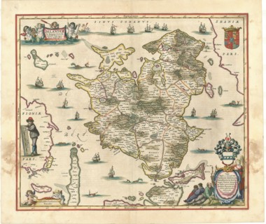 Map, Selandiæ in regno Daniæ, Copperplate print