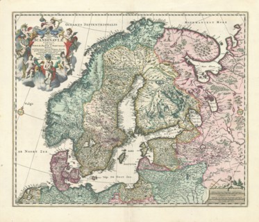 Map, Exactissima totius Scandinaviæ tabula, qua tam Sueciæ, Daniæ, et Norvegiæ regna, in
