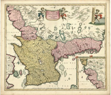 Map, Accurata Scaniæ, Blekingiæ, et Hallandiæ descriptio, Frederick de Wit (1610-1698), Copperplate