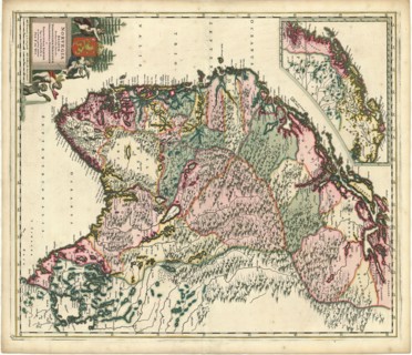 Map, Norvegia regnum divisum in suos dioeceses Nidrosiensem, Bergensem, Opsloensem, et