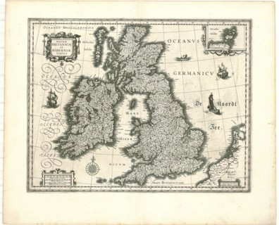 Map, Magnæ Britanniæ et Hiberniææ tabvla, Copperplate print
