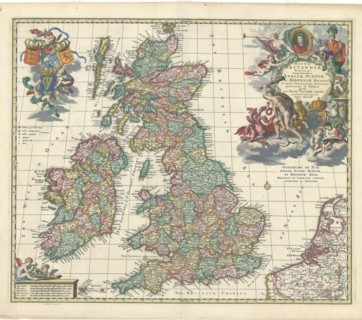 Map, Magnae Britanniae tabula; comprehendens Angliae, Scotiae, ac Hiberniae regna, in omnes