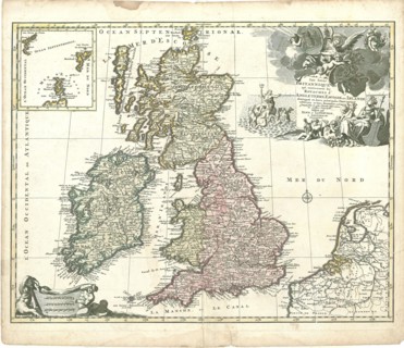 Map, Les isles Britanniques qui contiennent les royaumes d'Angleterre, Escosse, et Irlande,