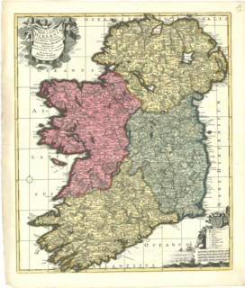 Map, Novissima et accuratissima regni en insulae Hiberniae delineatio, in qua sunt Lagenia,