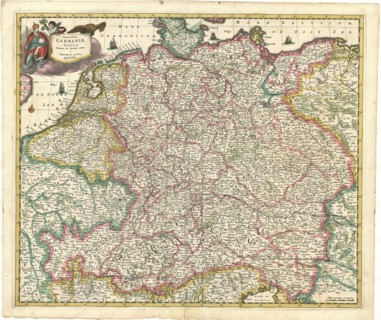 Map, Accuratissima Germaniae tabula, Frederick de Wit (1610-1698), Copperplate print