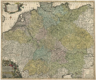 Map, S.R.I. in Germania descriptio præ cæteris aliis longe' accuratior, comprehendens, novem