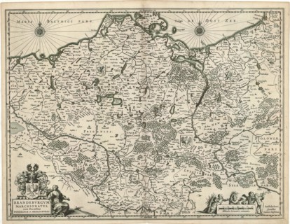 Map, Brandenbvrgvm marchionatvs, cum ducatibus Pomeraniæ et Meklenbvrgi, Copperplate print