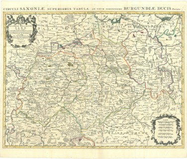 Map, Circuli Saxoniae superioris pars meridionalis in qua sunt ducatus Saxoniae comitatus