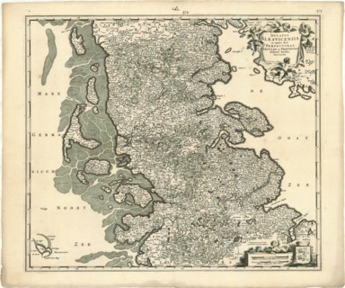 Map, Ducatus Slesvicensis in omnes suas praefecturas circulos et provincias distinté divisus,