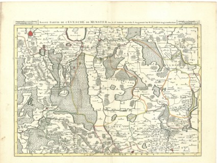 Map, Basse partie de l'evesché de Munster, Guillaume Sanson (1633-1703), Copperplate print