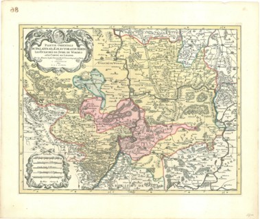 Map, Partie orientale du palatinat et eslectorat du Rhein les eveschés de Spire, de Worms et le